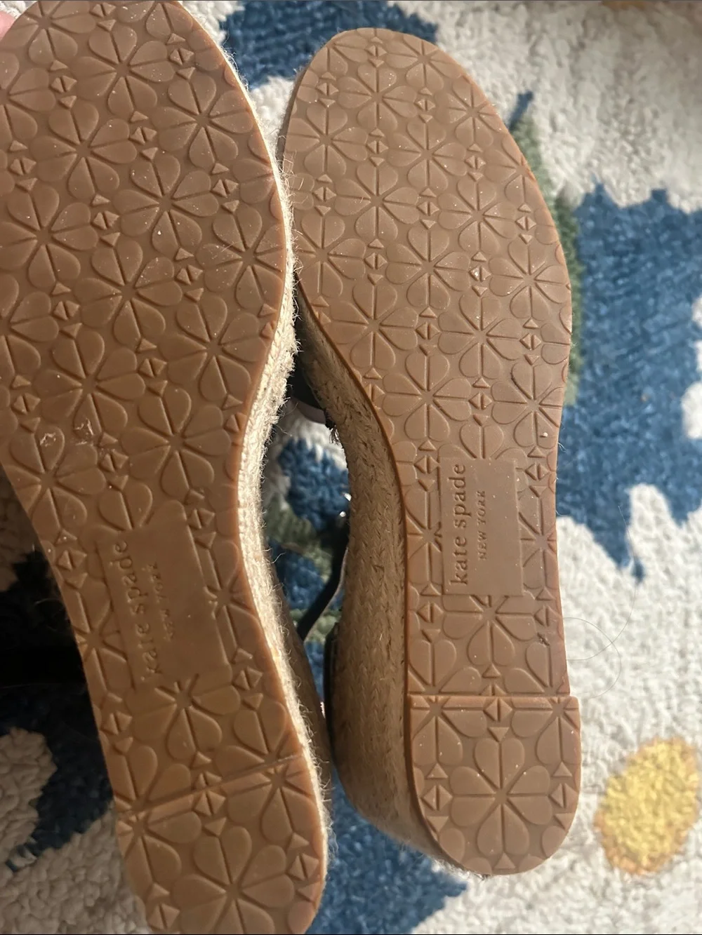 kate spade Black Espadrille Wedge Sandals with Ankle Strap
